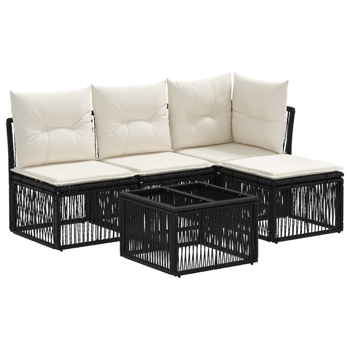 Havesofa Sæt 5 stk. Sort polyrattan
