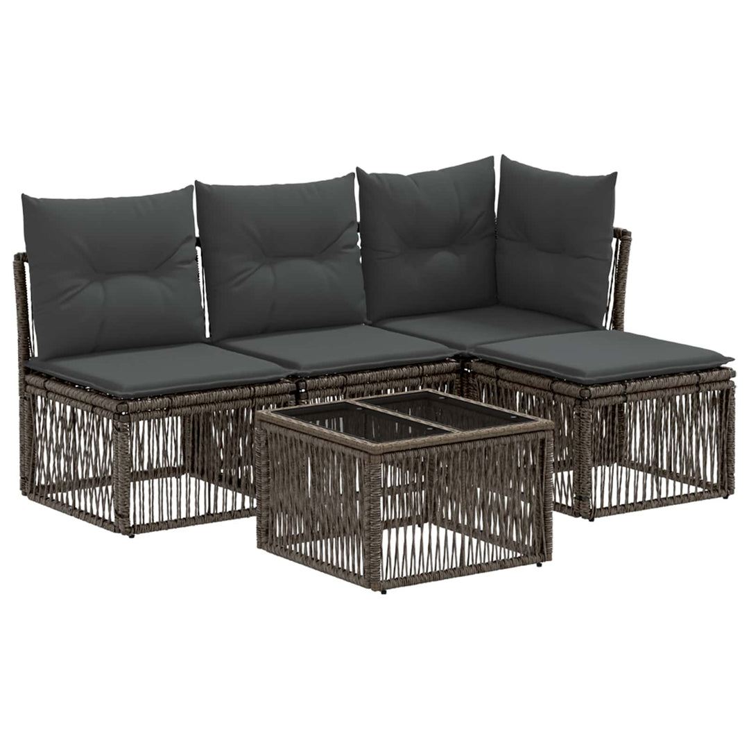 Havesofa Sæt 5 stk. Grå polyrattan