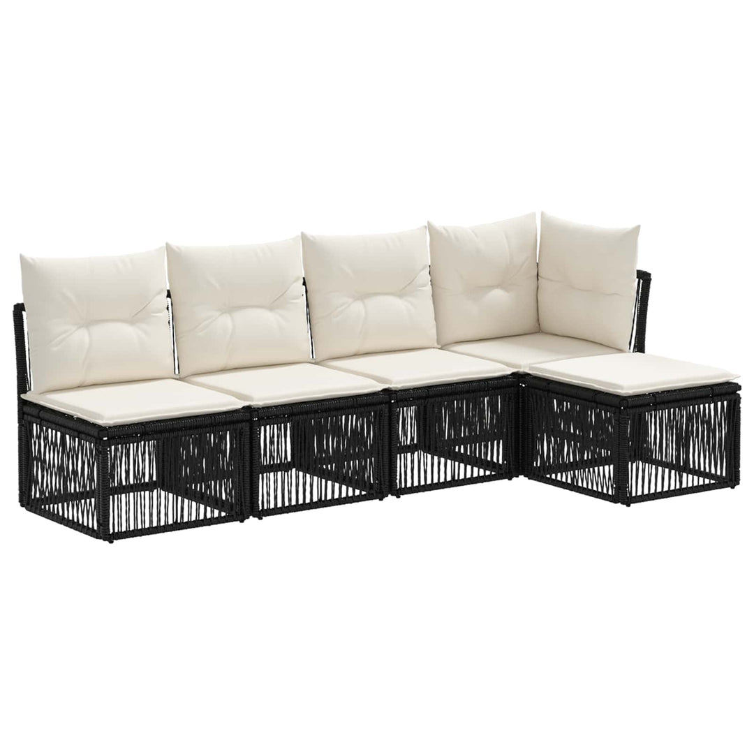 Havesofa Sæt 5 stk. Sort polyrattan