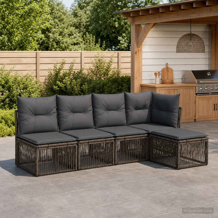 Havesofa Sæt 5 stk. Grå polyrattan