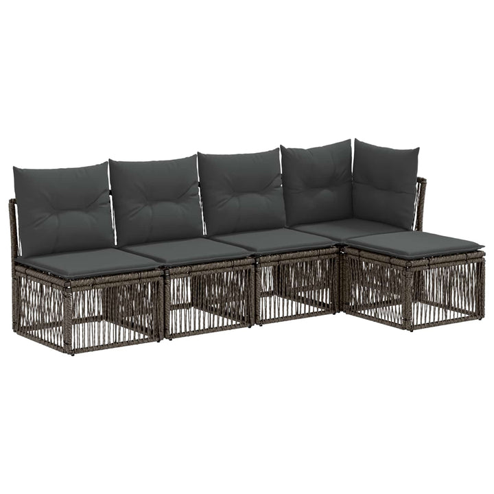 Havesofa Sæt 5 stk. Grå polyrattan