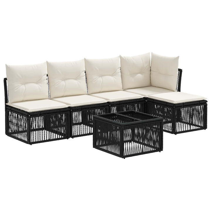 Havesofa Sæt 6 stk. Sort polyrattan