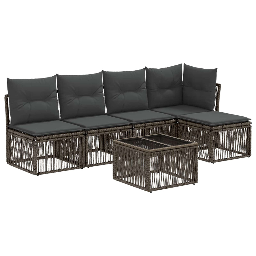 Havesofa Sæt 6 stk. Grå polyrattan