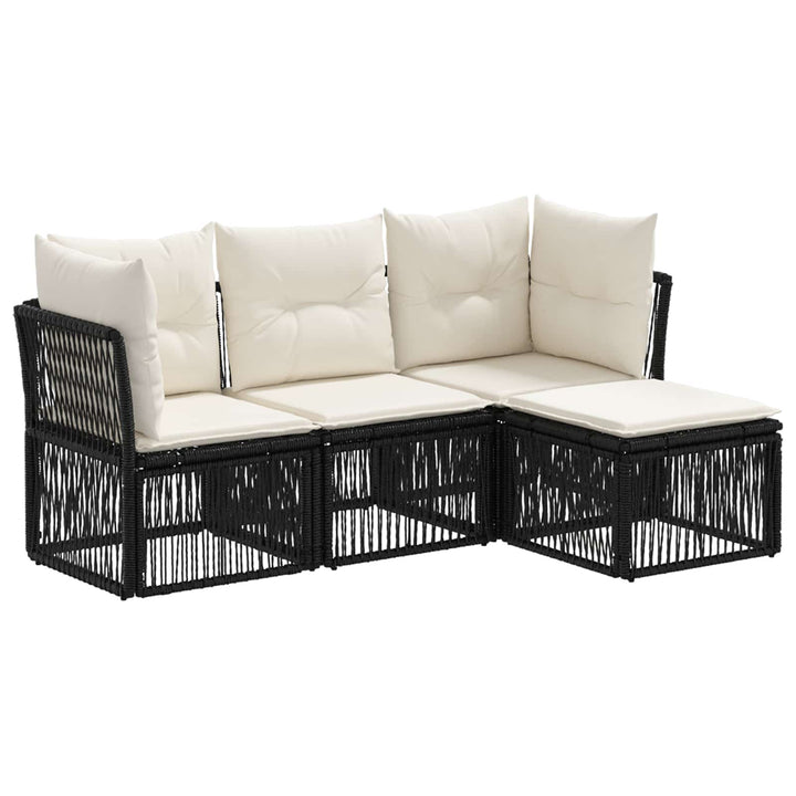 Havesofa Sæt 4 stk. Sort polyrattan