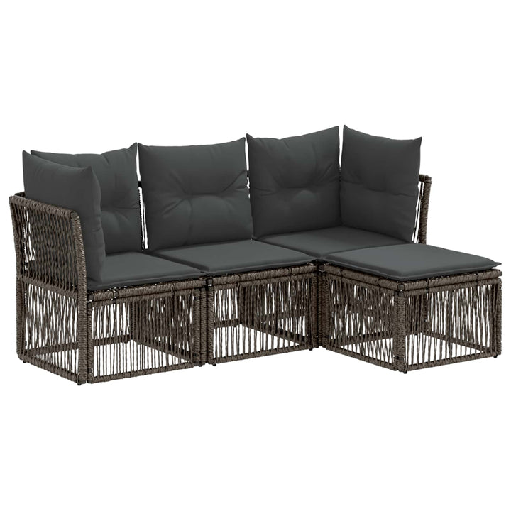 Havesofa Sæt 4 stk. Grå polyrattan