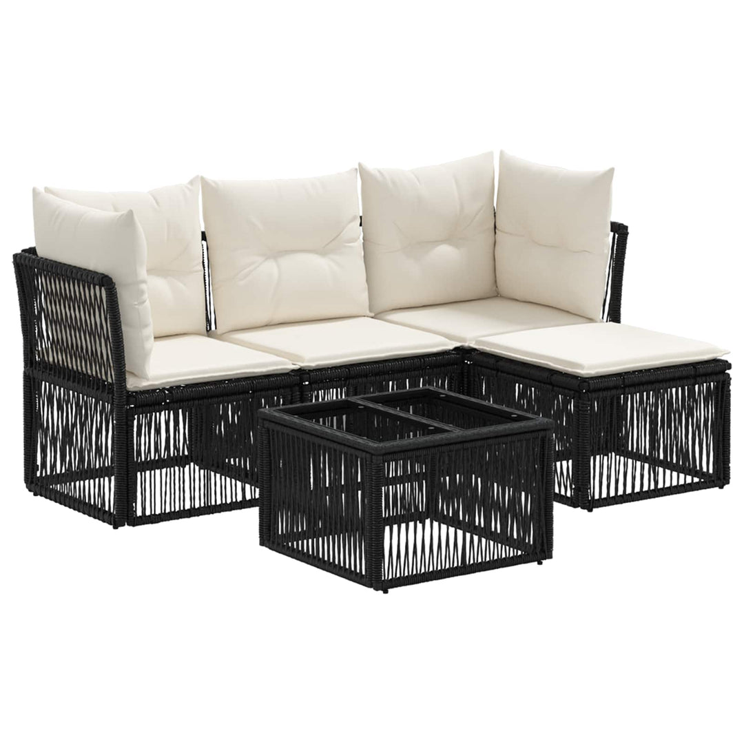Havesofa Sæt 5 stk. Sort polyrattan