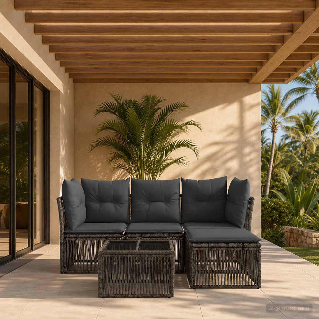 Havesofa Sæt 5 stk. Grå polyrattan
