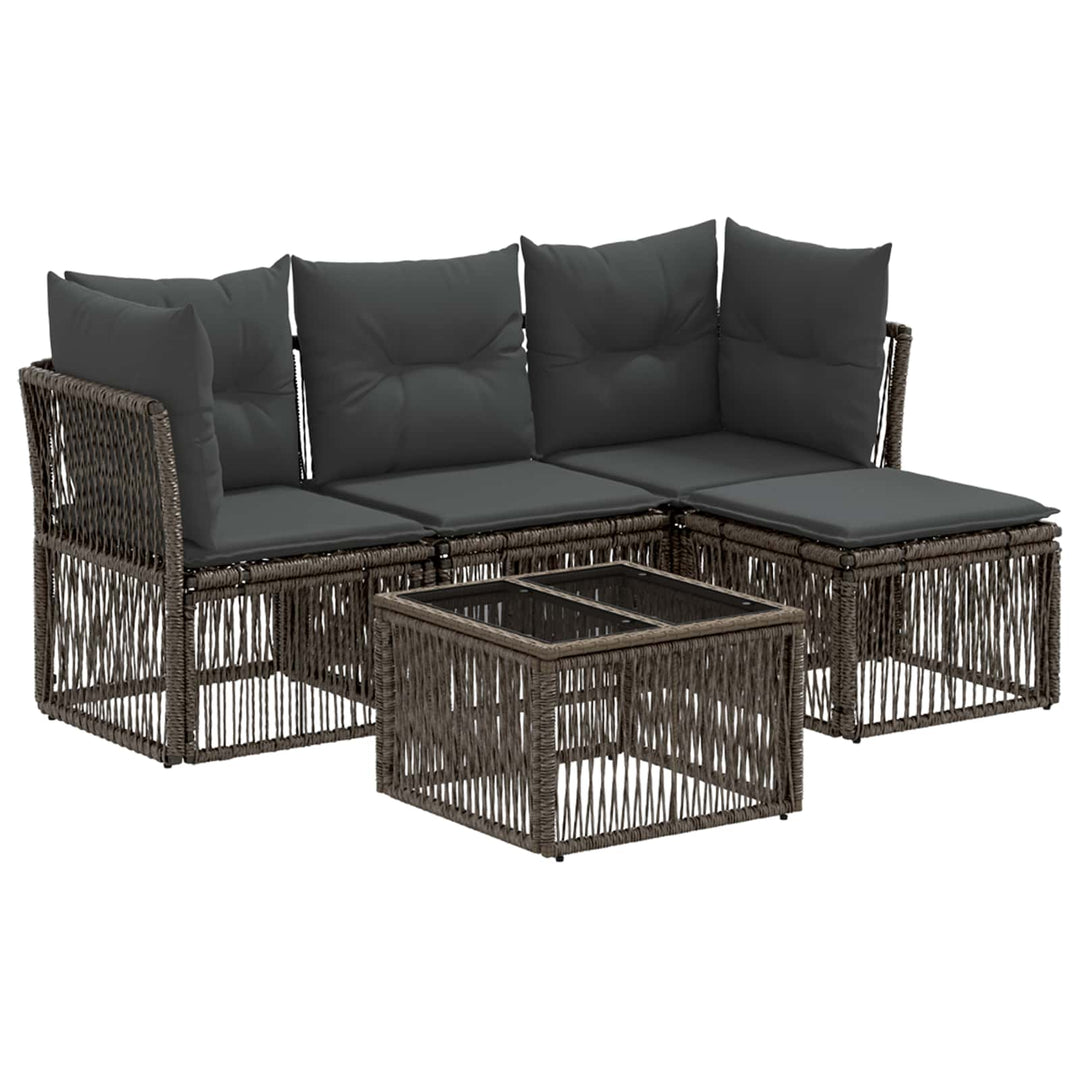 Havesofa Sæt 5 stk. Grå polyrattan