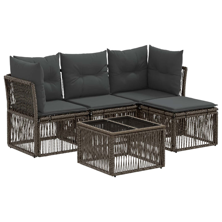 Havesofa Sæt 5 stk. Grå polyrattan