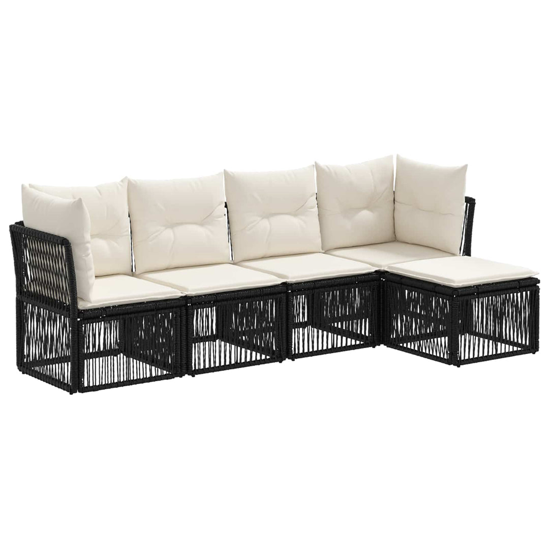 Havesofa Sæt 5 stk. Sort polyrattan