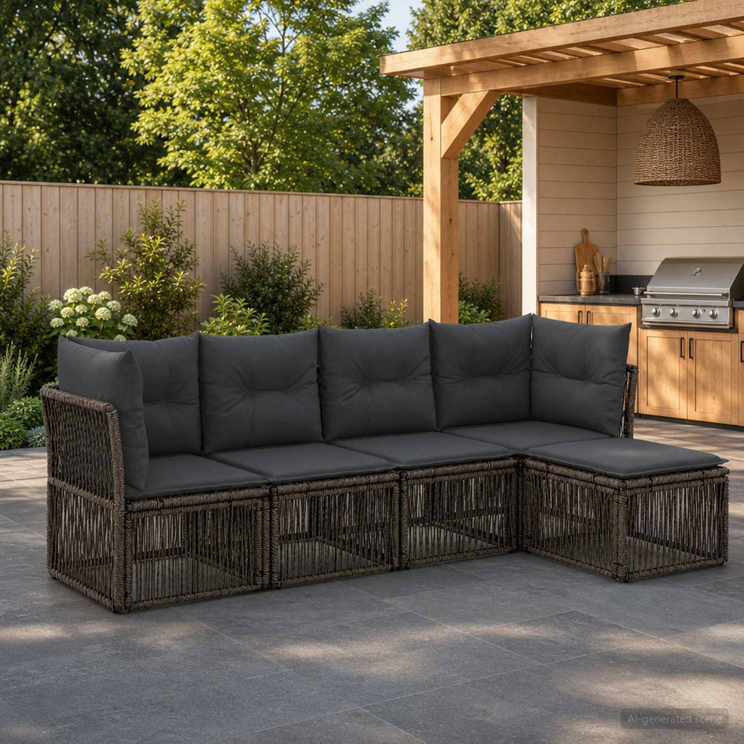 Havesofa Sæt 5 stk. Grå polyrattan