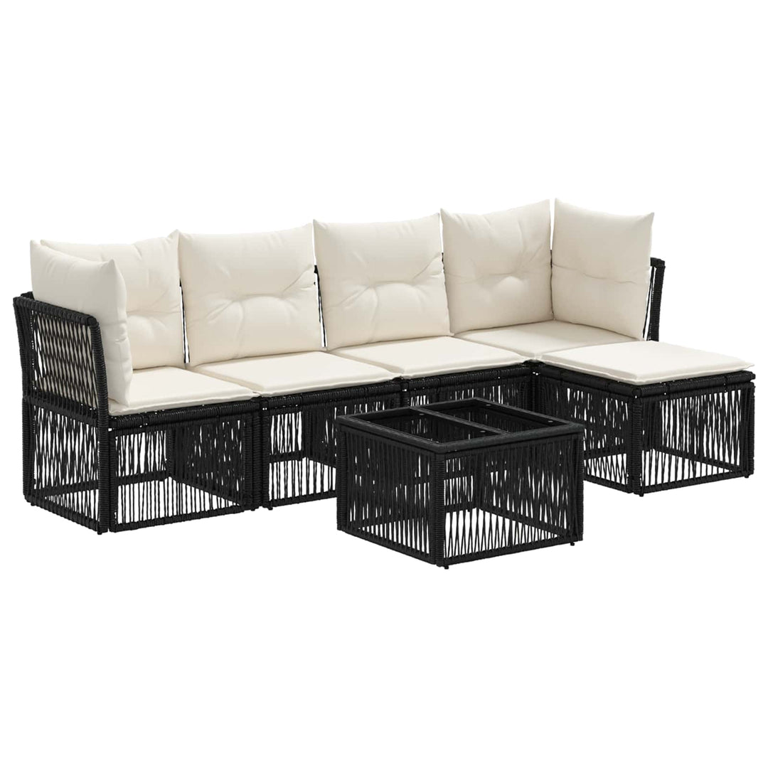 Havesofa Sæt 6 stk. Sort polyrattan