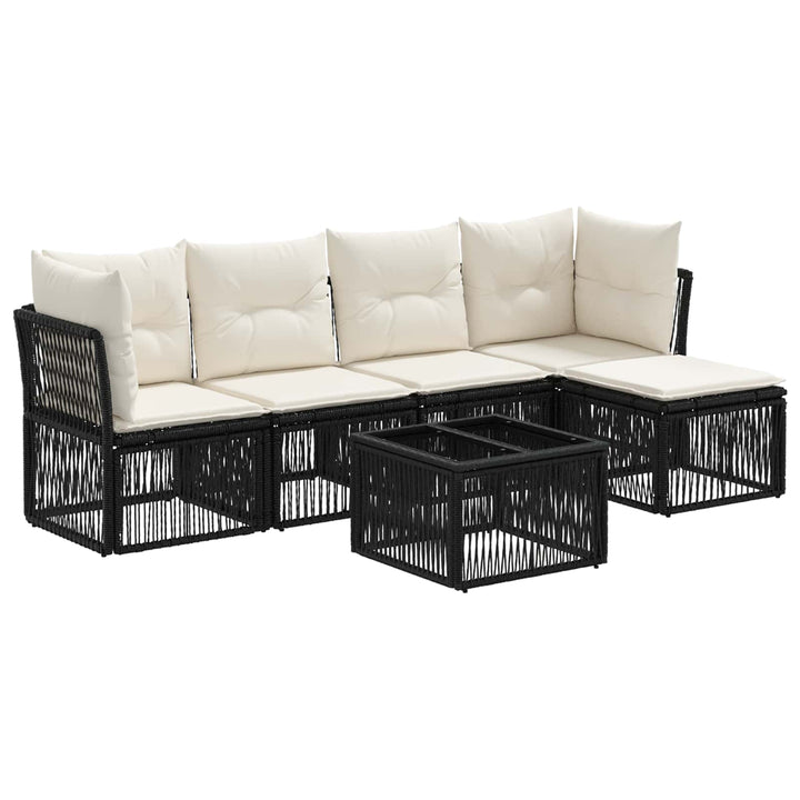 Havesofa Sæt 6 stk. Sort polyrattan