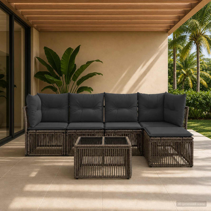 Havesofa Sæt 6 stk. Grå polyrattan