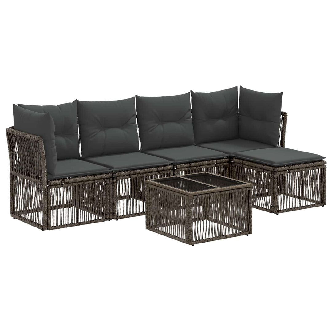Havesofa Sæt 6 stk. Grå polyrattan