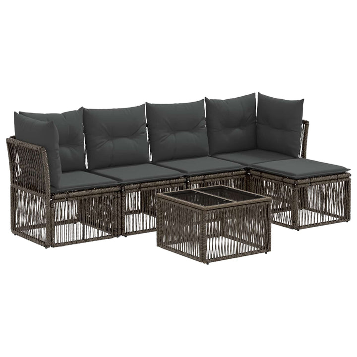 Havesofa Sæt 6 stk. Grå polyrattan