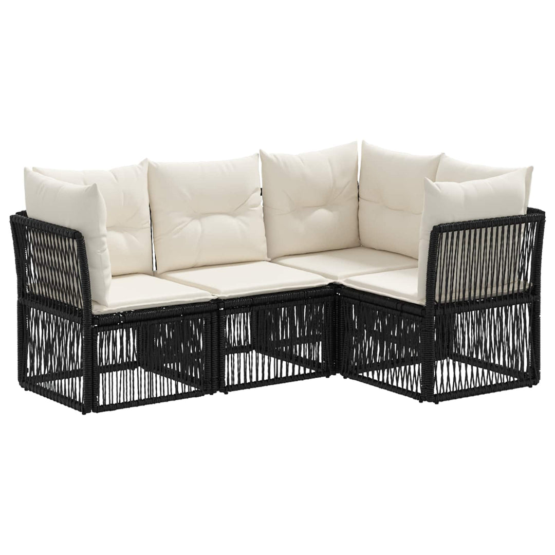 Havesofa Sæt 4 stk. Sort polyrattan