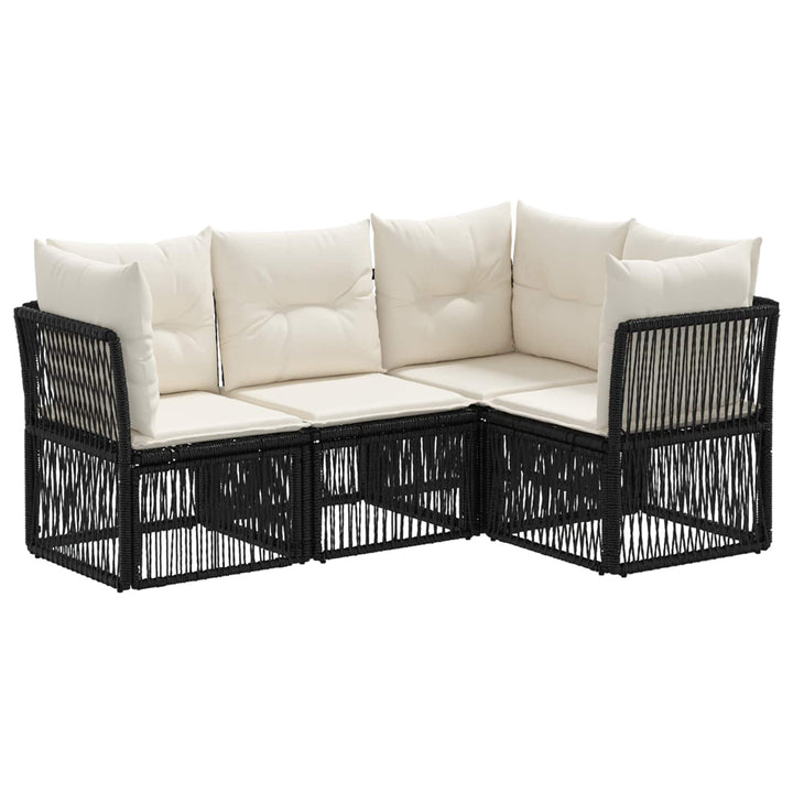 Havesofa Sæt 4 stk. Sort polyrattan