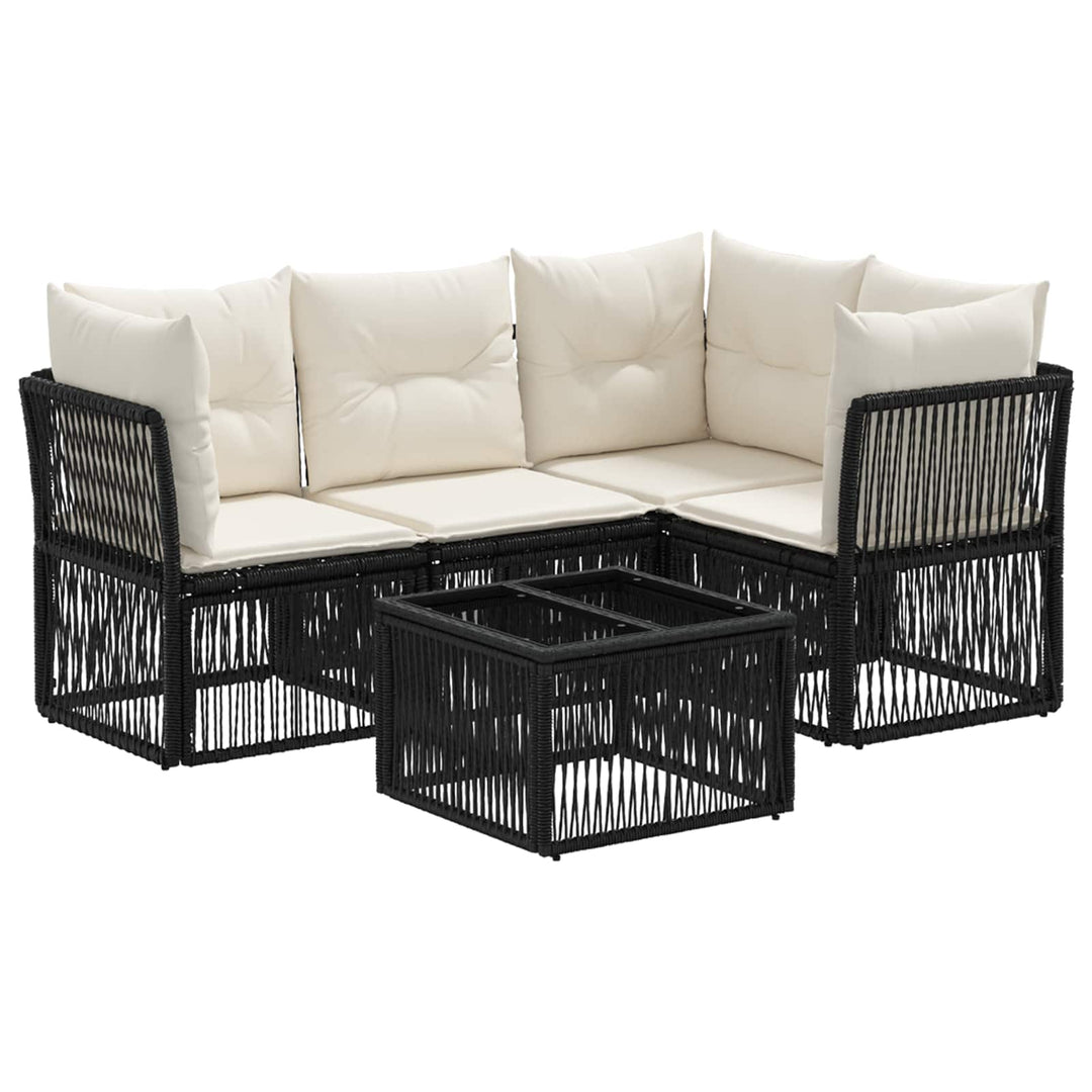 Havesofa Sæt 5 stk. Sort polyrattan