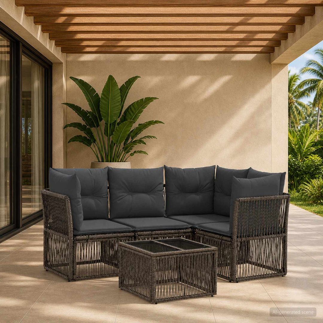 Havesofa Sæt 5 stk. Grå polyrattan