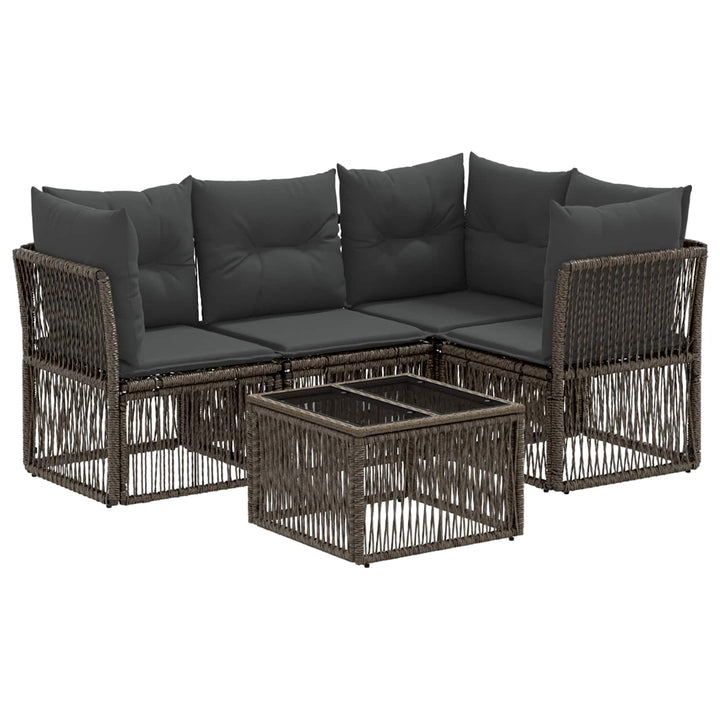 Havesofa Sæt 5 stk. Grå polyrattan