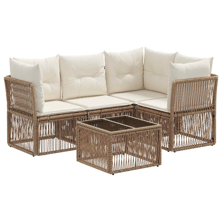 Havesofa Sæt 5 stk. Beige polyrattan