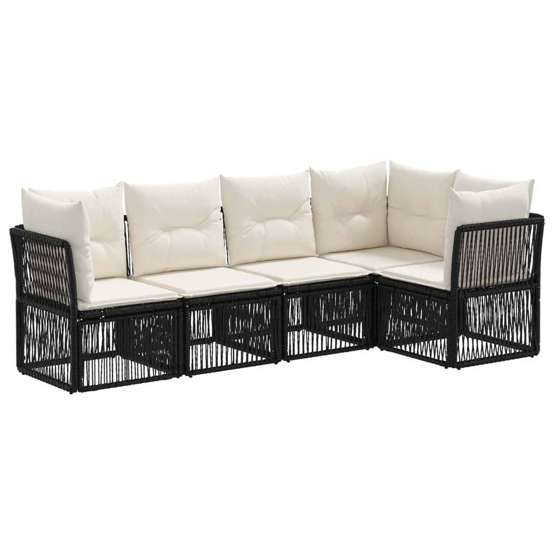 Havesofa Sæt 5 stk. Sort polyrattan