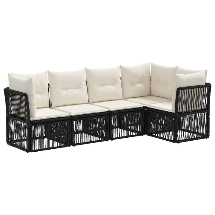 Havesofa Sæt 5 stk. Sort polyrattan