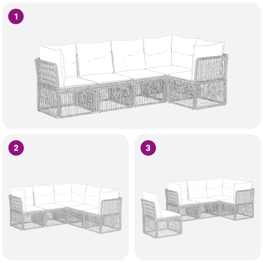 Havesofa Sæt 5 stk. Grå polyrattan