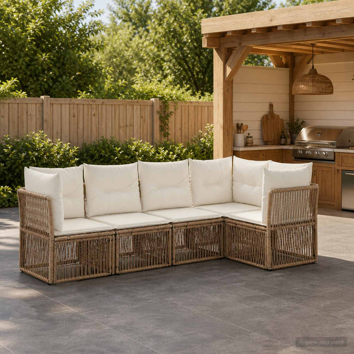 Havesofa Sæt 5 stk. Beige polyrattan