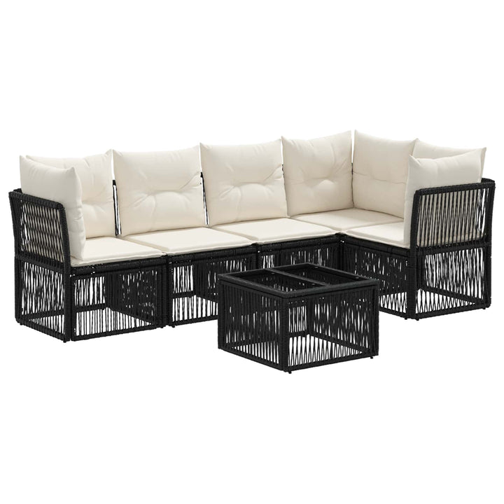 Havesofa Sæt 6 stk. Sort polyrattan