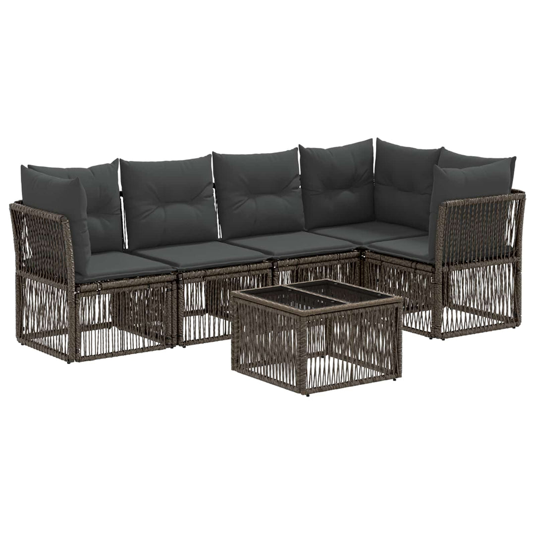 Havesofa Sæt 6 stk. Grå polyrattan