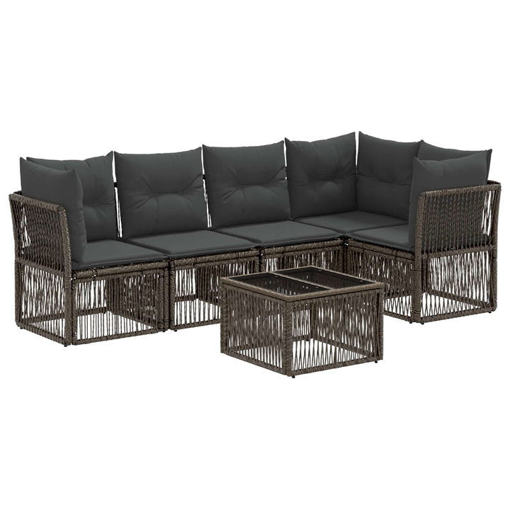 Havesofa Sæt 6 stk. Grå polyrattan
