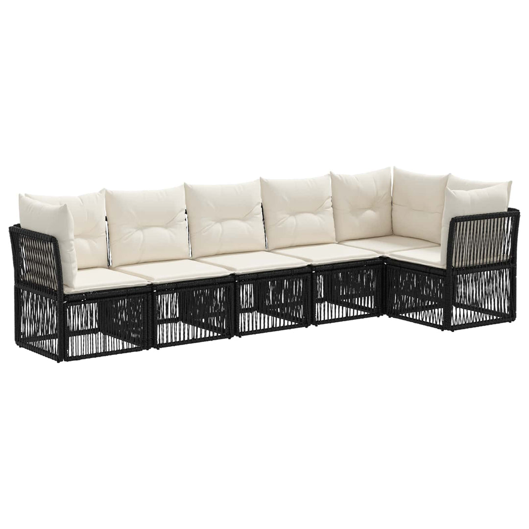 Havesofa Sæt 6 stk. Sort polyrattan