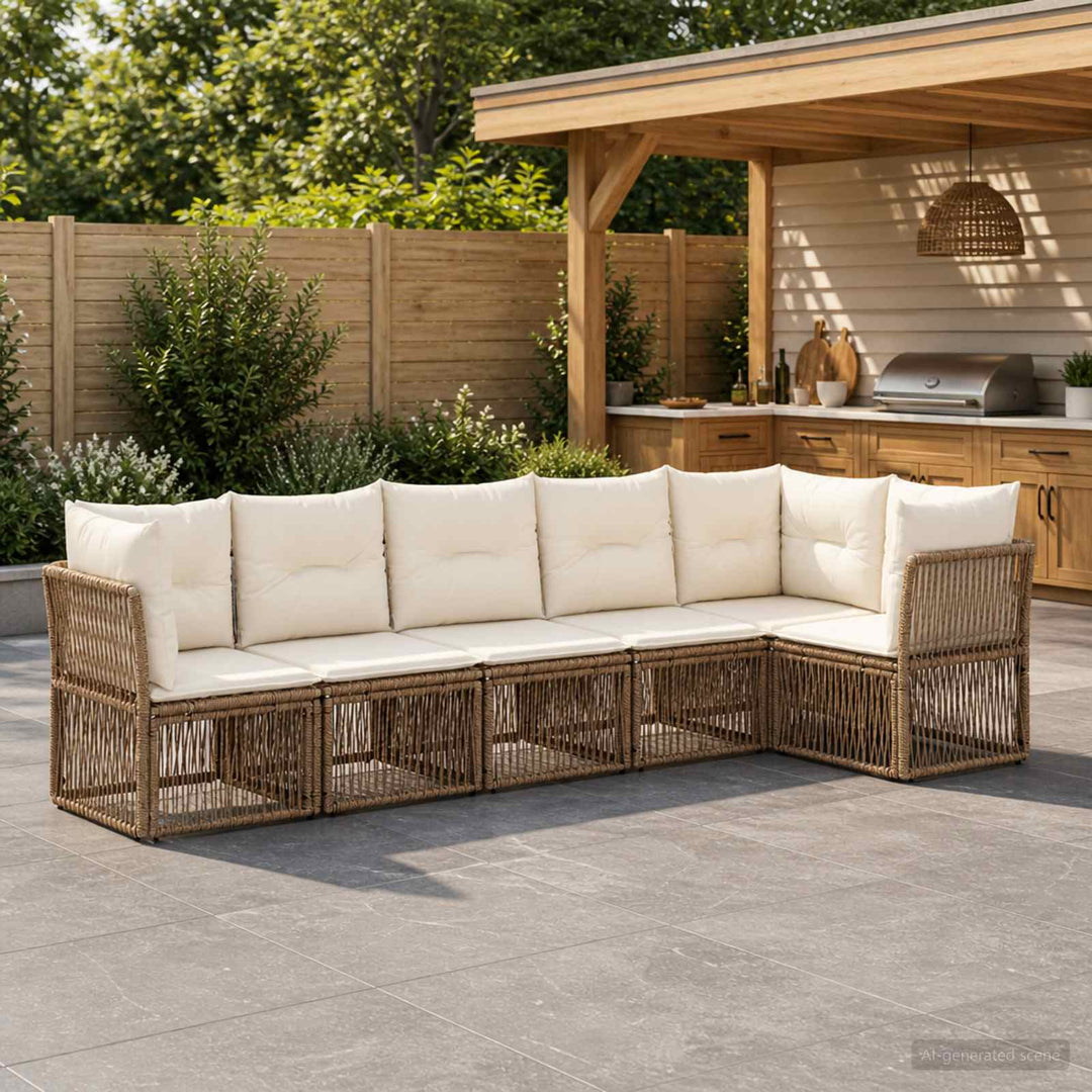 Havesofa Sæt 6 stk. Beige polyrattan