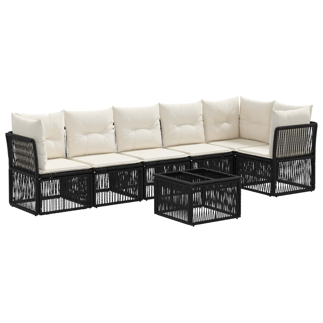 Havesofa Sæt 7 stk. Sort polyrattan