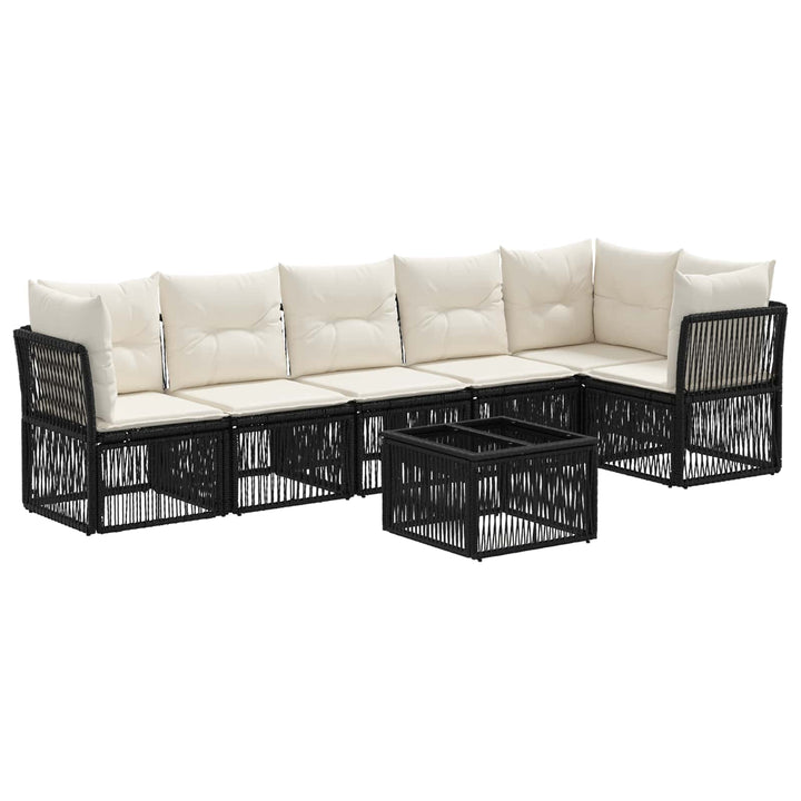 Havesofa Sæt 7 stk. Sort polyrattan