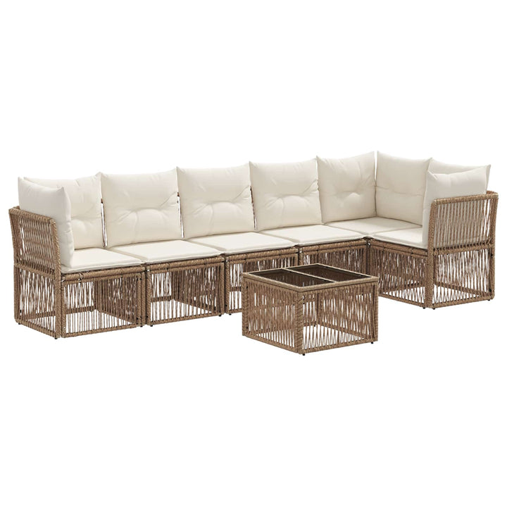 Havesofa Sæt 7 stk. Beige polyrattan