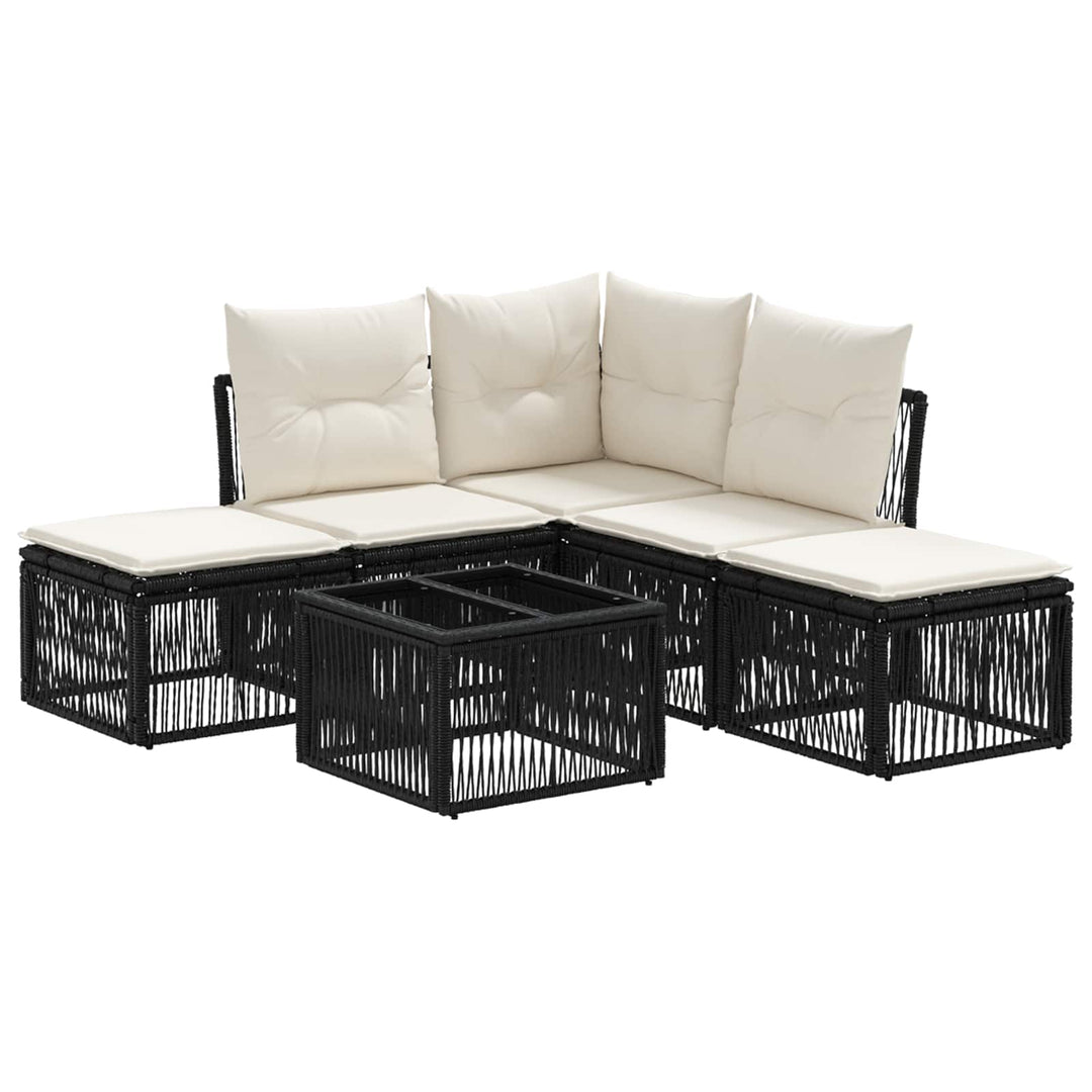 Havesofa Sæt 6 stk. Sort polyrattan