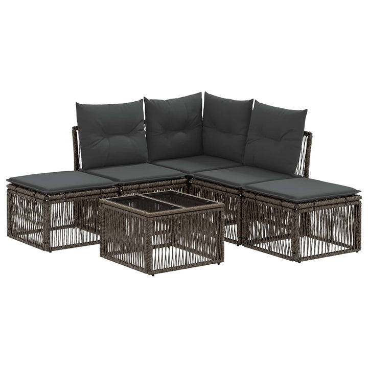 Havesofa Sæt 6 stk. Grå polyrattan