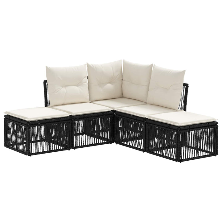 Havesofa Sæt 5 stk. Sort polyrattan
