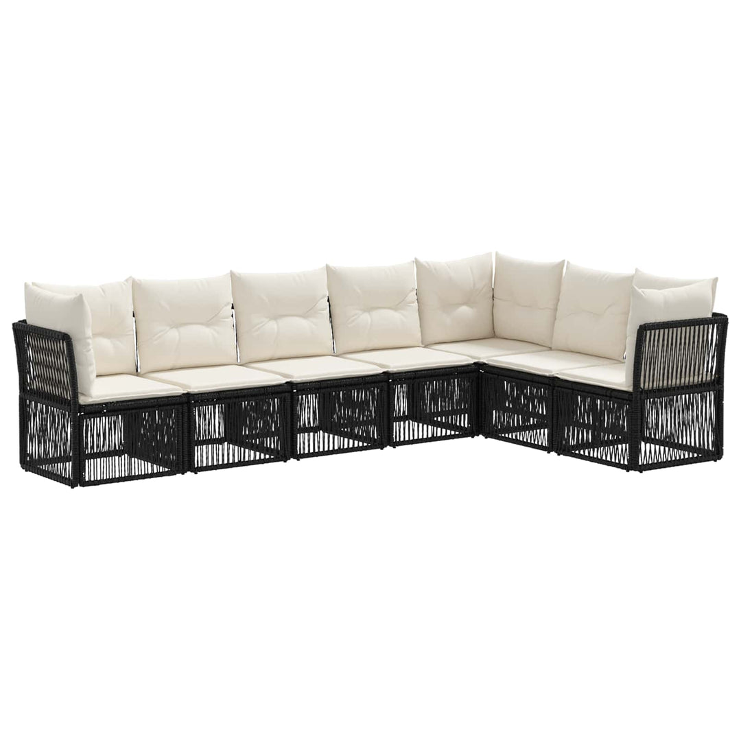 Havesofa Sæt 7 stk. Sort polyrattan