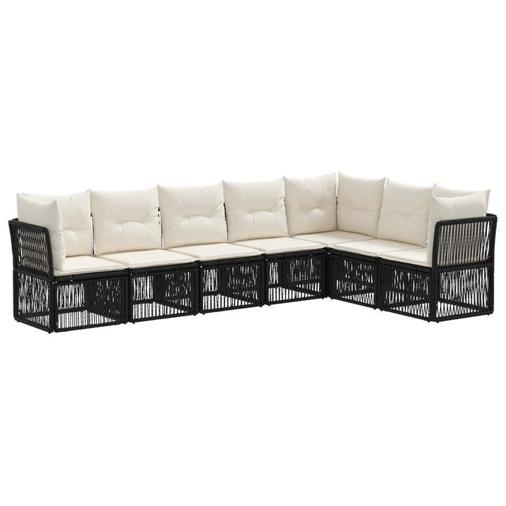 Havesofa Sæt 7 stk. Sort polyrattan