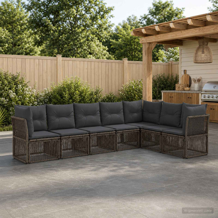 Havesofa Sæt 7 stk. Grå polyrattan