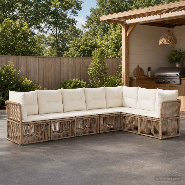 Havesofa Sæt 7 stk. Beige polyrattan