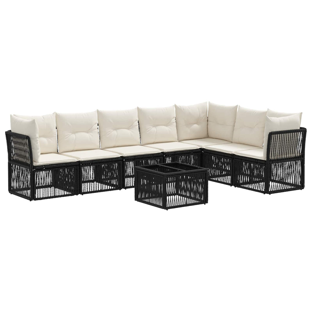 Havesofa Sæt 8 stk. Sort polyrattan