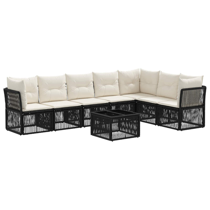 Havesofa Sæt 8 stk. Sort polyrattan