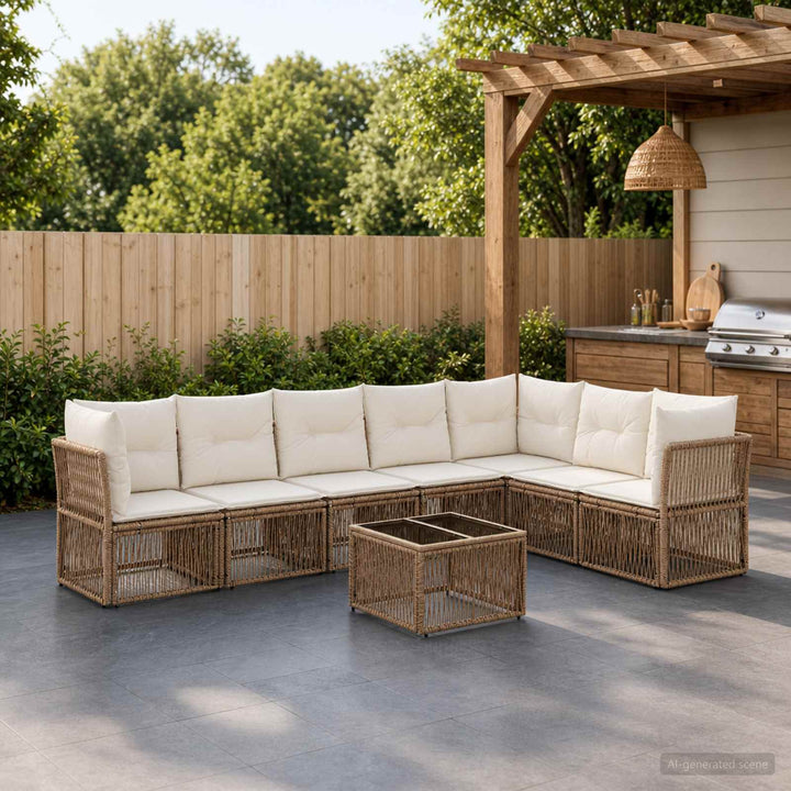 Havesofa Sæt 8 stk. Beige polyrattan