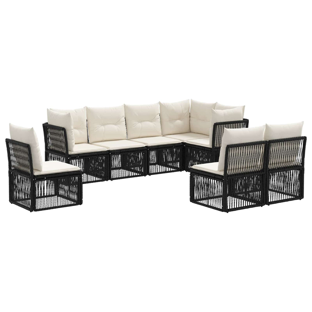 Havesofa Sæt 8 stk. Sort polyrattan