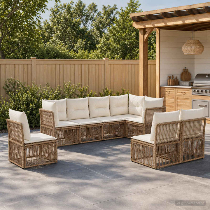 Havesofa Sæt 8 stk. Beige polyrattan